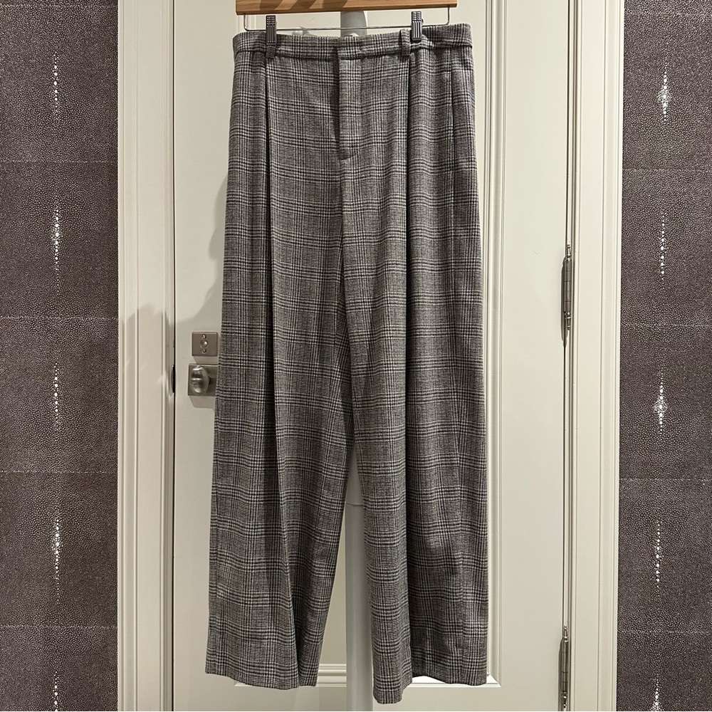 Vince plaid Italian wool-blend high rise trouser (10, heritage grey) - Picture 6 of 12
